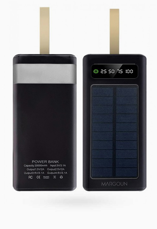  Solar Power Bank 30000mAh Portable  (Black)