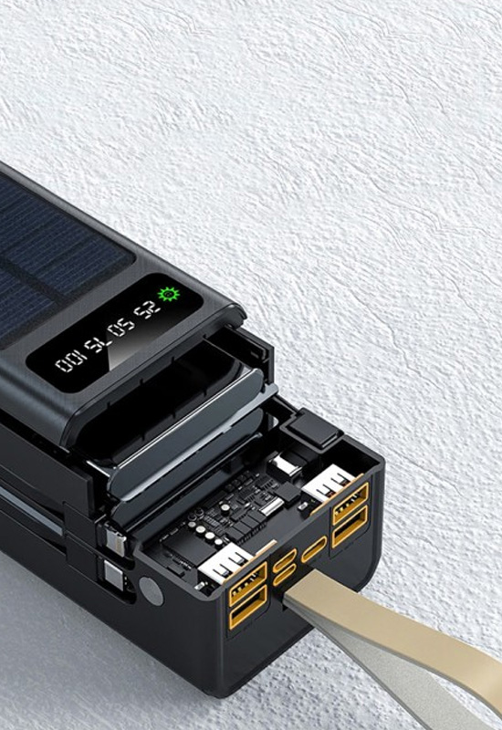  Solar Power Bank 30000mAh Portable  (Black)