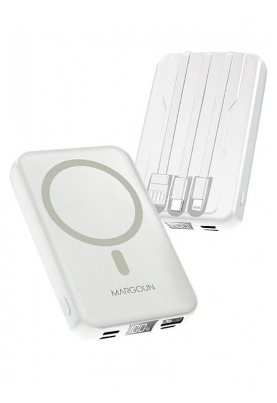 Magnetic Battery Pack 10000mAh Wireless Power Bank (White)